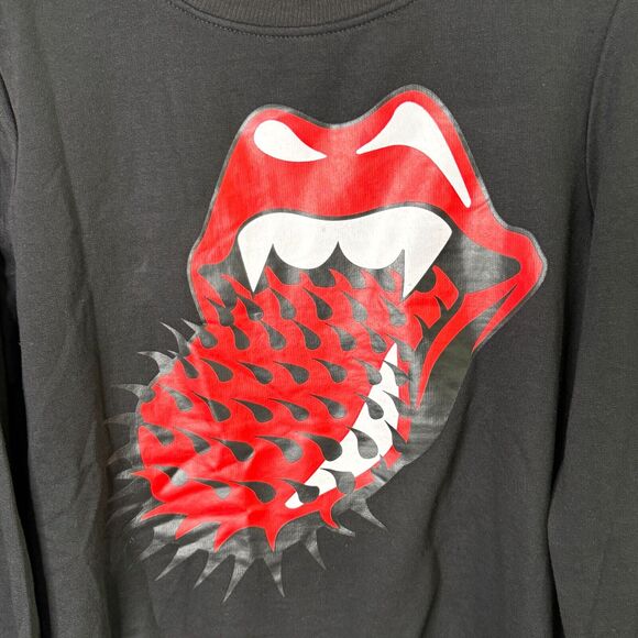 Rolling‎ Stones Black Sweatshirt M Medium Red Lips Thorns Graphic Pullover - Picture 2 of 6